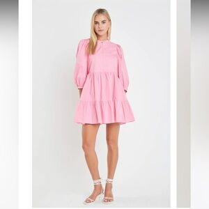 NWT ENGLISH FACTORY FRONT ZIPPER SLEEVE MINI DRESS